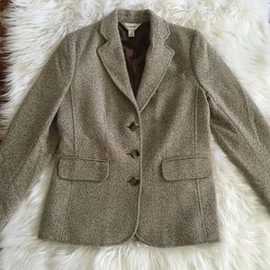 Classic  LL Bean Tweed Wool Cashmere Jacket Blazer